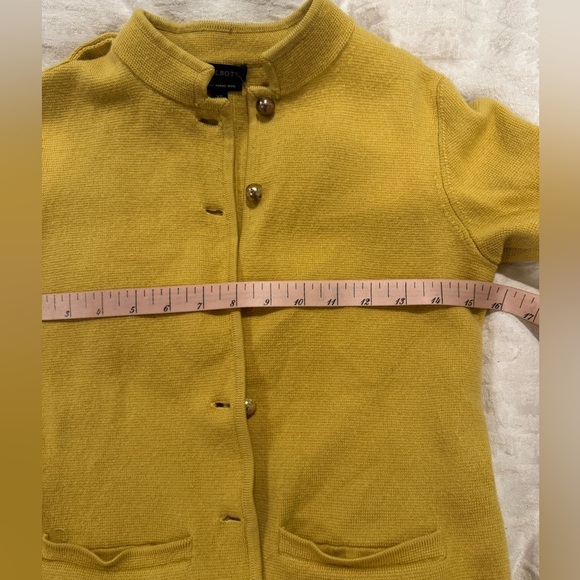 Talbots 100% Pure Merino Wool Knit Cardigan Sweater Yellow military style - Picture 6 of 9